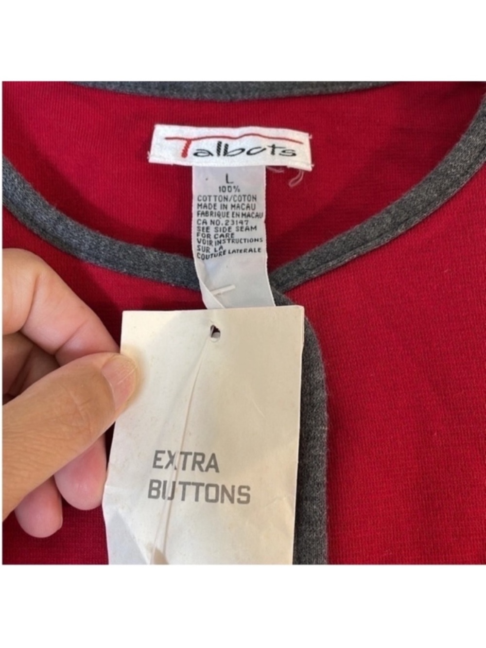 Talbots Red and Gray Button-Front Colorblock Jacket - Picture 2 of 6